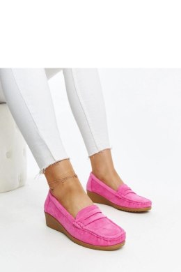 Ciemnoróżowe zamszowe mokasyny na koturnie Sakena - Solea