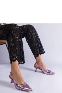 Fioletowe szpilki kaczuszki z otwartą pieta Perfecta - Solea Fioletowe szpilki kaczuszki z otwartą pieta Perfecta - Solea
