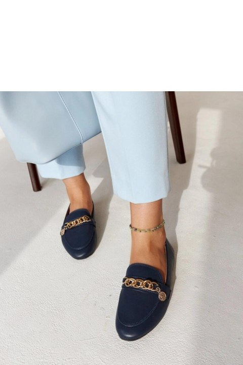 Granatowe mokasyny z łańcuszkiem Scaletta - Solea Granatowe mokasyny z łańcuszkiem Scaletta - Solea