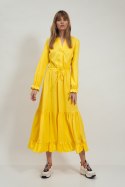 Sukienka Długa żółta sukienka z falbanką S178 Yellow - Nife Sukienka Długa żółta sukienka z falbanką S178 Yellow - Nife