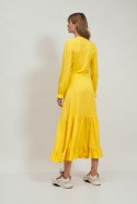 Sukienka Długa żółta sukienka z falbanką S178 Yellow - Nife Sukienka Długa żółta sukienka z falbanką S178 Yellow - Nife