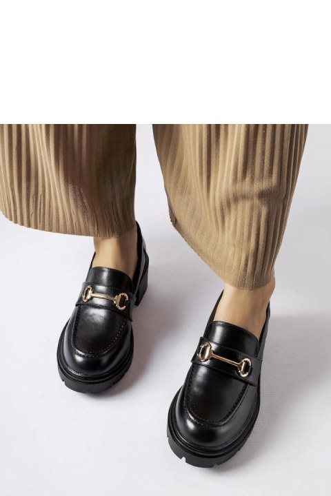 Czarne półbuty na obcasie Fabrizio - Solea Czarne półbuty na obcasie Fabrizio - Solea