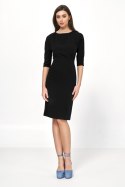 Sukienka Czarna sukienka z asymetrycznymi draperiami S218 Black - Nife Sukienka Czarna sukienka z asymetrycznymi draperiami S218 Black - Nife
