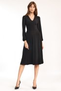 Sukienka Klasyczna czarna sukienka midi S194 Black - Nife Sukienka Klasyczna czarna sukienka midi S194 Black - Nife