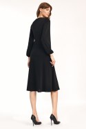 Sukienka Klasyczna czarna sukienka midi S194 Black - Nife Sukienka Klasyczna czarna sukienka midi S194 Black - Nife