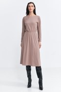 Sukienka z gumką w pasie S259 Beige - Nife Sukienka z gumką w pasie S259 Beige - Nife