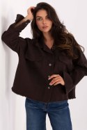 Koszula Damska Model IT-KS-FL5779.87 Dark Brown - Rue Paris Koszula Damska Model IT-KS-FL5779.87 Dark Brown - Rue Paris