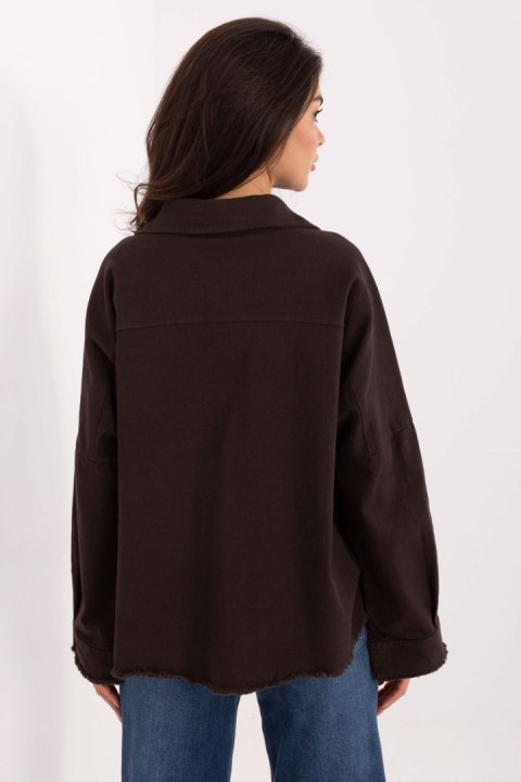Koszula Damska Model IT-KS-FL5779.87 Dark Brown - Rue Paris Koszula Damska Model IT-KS-FL5779.87 Dark Brown - Rue Paris