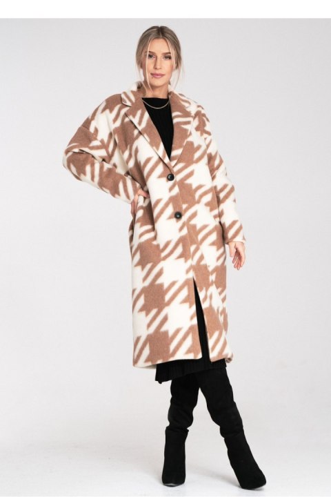 Płaszcz Damski Model M1112 Beige - Figl Płaszcz Damski Model M1112 Beige - Figl