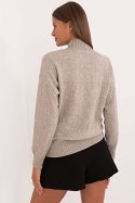 Sweter Damski Model AT-SW-2339.54 Dark Beige - AT Sweter Damski Model AT-SW-2339.54 Dark Beige - AT