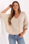 Sweter Damski Model IT-SW-7703.70 Light Beige - Italy Moda Sweter Damski Model IT-SW-7703.70 Light Beige - Italy Moda