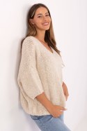 Sweter Damski Model IT-SW-7703.70 Light Beige - Italy Moda Sweter Damski Model IT-SW-7703.70 Light Beige - Italy Moda