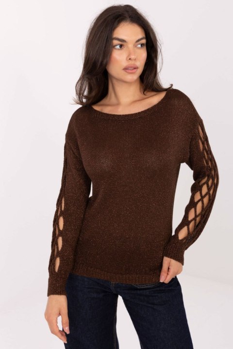 Sweter Damski Model MI-SW-1606.96 Dark Brown - Italy Moda Sweter Damski Model MI-SW-1606.96 Dark Brown - Italy Moda