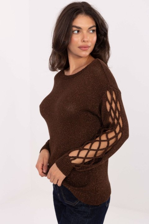 Sweter Damski Model MI-SW-1606.96 Dark Brown - Italy Moda Sweter Damski Model MI-SW-1606.96 Dark Brown - Italy Moda