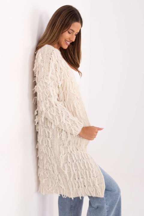 Sweter Kardigan Model MI-SW-0820.85 Light Beige - Rue Paris Sweter Kardigan Model MI-SW-0820.85 Light Beige - Rue Paris