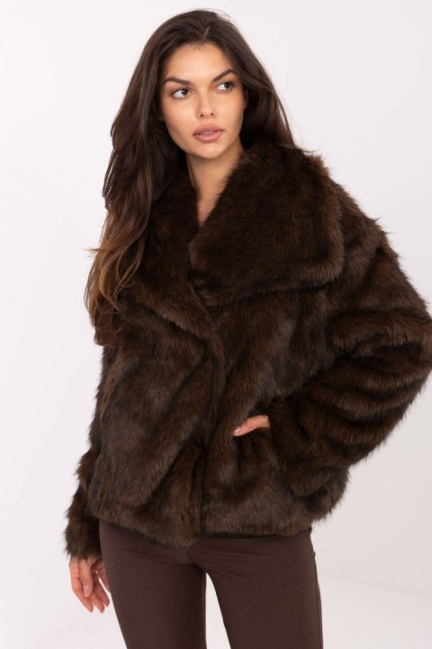 Kurtka Damska Model IT-KR-2501.43P Dark Brown - Rue Paris Kurtka Damska Model IT-KR-2501.43P Dark Brown - Rue Paris