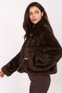 Kurtka Damska Model IT-KR-2502.50 Dark Brown - Rue Paris Kurtka Damska Model IT-KR-2502.50 Dark Brown - Rue Paris