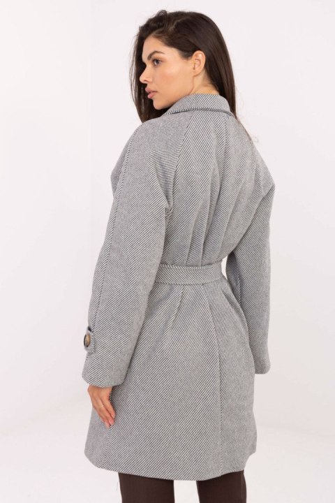 Płaszcz Damski Model IT-PL-A9589.58 White/Grey - Rue Paris Płaszcz Damski Model IT-PL-A9589.58 White/Grey - Rue Paris