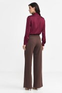 Spodnie z zakładkami wide leg SD102 Brown - Nife Spodnie z zakładkami wide leg SD102 Brown - Nife