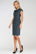 Sukienka z zakładkami na dekolcie Z275 Navy - Nife Sukienka z zakładkami na dekolcie Z275 Navy - Nife