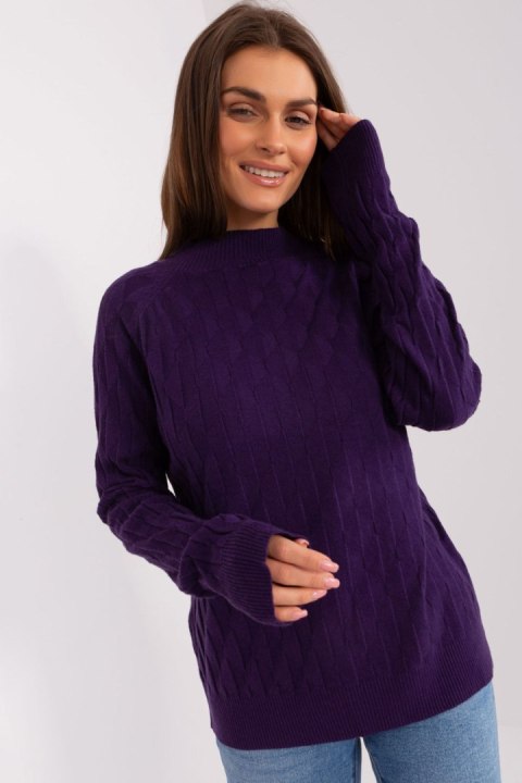 Sweter Damski Model AT-SW-2326.37X Dark Violet - AT Sweter Damski Model AT-SW-2326.37X Dark Violet - AT