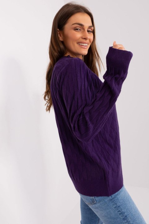 Sweter Damski Model AT-SW-2326.37X Dark Violet - AT Sweter Damski Model AT-SW-2326.37X Dark Violet - AT