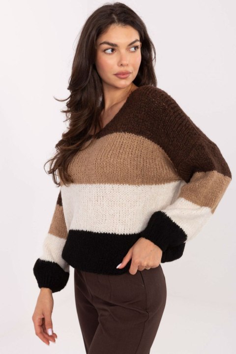 Sweter Damski Model MI-SW-0409.85 Brown - Rue Paris Sweter Damski Model MI-SW-0409.85 Brown - Rue Paris