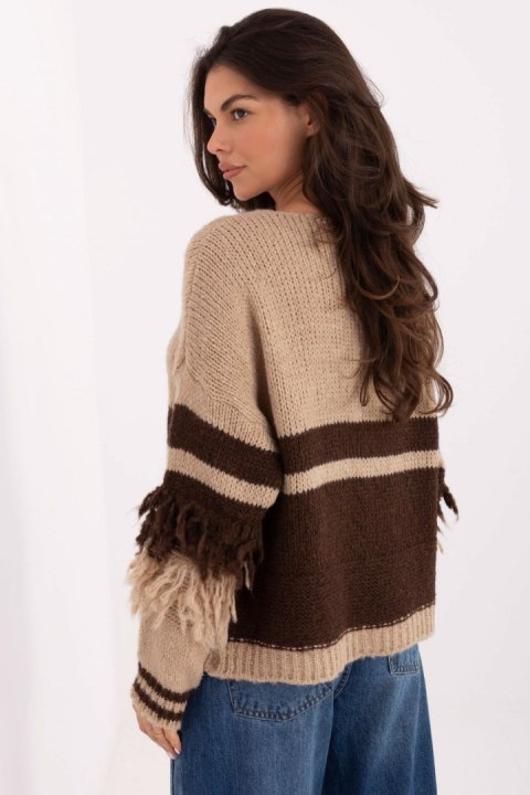 Sweter Damski Model MI-SW-3211.31 Beige - Italy Moda Sweter Damski Model MI-SW-3211.31 Beige - Italy Moda