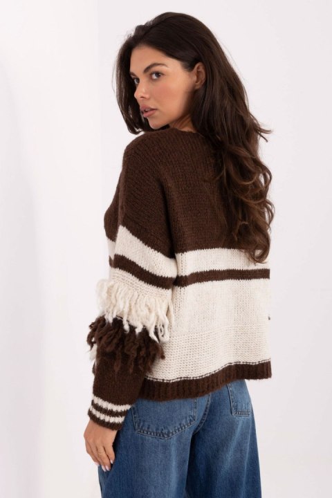 Sweter Damski Model MI-SW-3211.31 Dark Brown - Italy Moda Sweter Damski Model MI-SW-3211.31 Dark Brown - Italy Moda