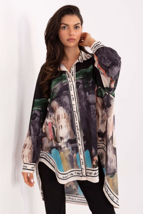 Koszula Damska Model IT-KS-18729.12 Black - Rue Paris Koszula Damska Model IT-KS-18729.12 Black - Rue Paris