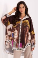 Koszula Damska Model IT-KS-18729.12 Brown - Rue Paris Koszula Damska Model IT-KS-18729.12 Brown - Rue Paris