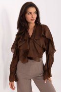 Koszula Damska Model MI-BZ-27427.96 Brown - Rue Paris Koszula Damska Model MI-BZ-27427.96 Brown - Rue Paris