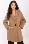 Płaszcz Damski Model IT-PL-FL8153.60 Camel - Rue Paris Płaszcz Damski Model IT-PL-FL8153.60 Camel - Rue Paris