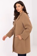 Płaszcz Damski Model IT-PL-FL8153.60 Camel - Rue Paris Płaszcz Damski Model IT-PL-FL8153.60 Camel - Rue Paris