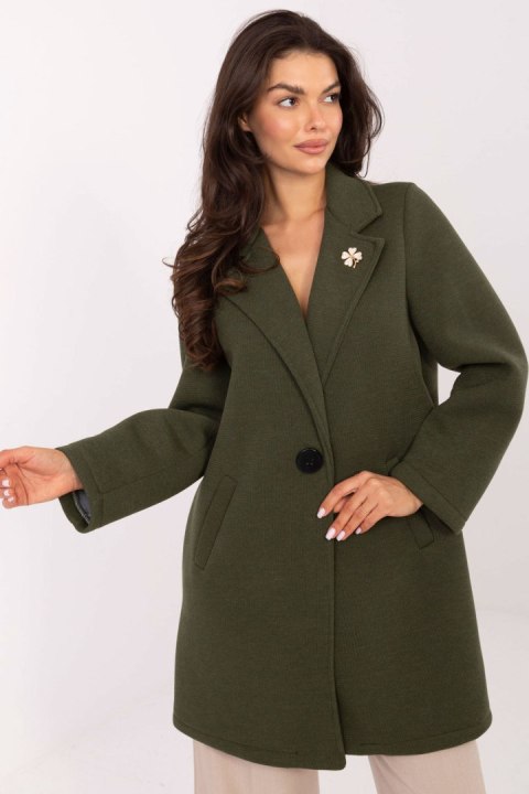 Płaszcz Damski Model IT-PL-FL8153.60 Khaki - Rue Paris Płaszcz Damski Model IT-PL-FL8153.60 Khaki - Rue Paris