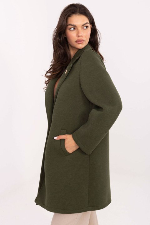Płaszcz Damski Model IT-PL-FL8153.60 Khaki - Rue Paris Płaszcz Damski Model IT-PL-FL8153.60 Khaki - Rue Paris