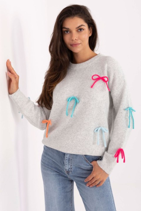 Sweter Damski Model PM-SW-SC82.41 Light Grey - Factory Price Sweter Damski Model PM-SW-SC82.41 Light Grey - Factory Price