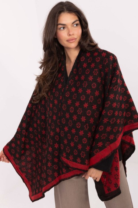 Sweter Ponczo Model AT-PN-7661.89 Black/Red - Factory Price Sweter Ponczo Model AT-PN-7661.89 Black/Red - Factory Price