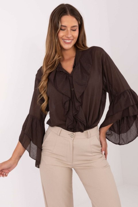 Koszula Damska Model MI-KS-92330.07 Dark Brown - Italy Moda Koszula Damska Model MI-KS-92330.07 Dark Brown - Italy Moda