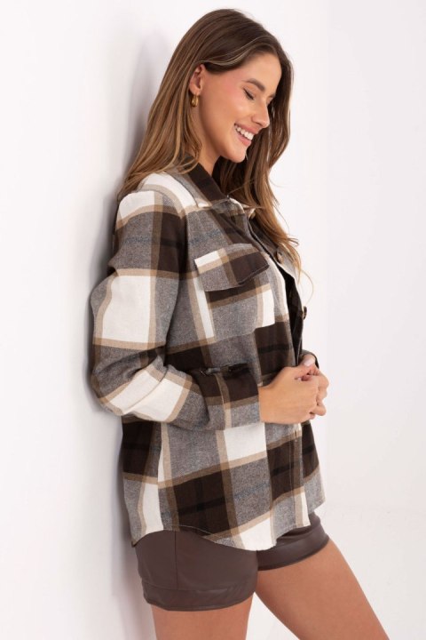 Koszula Damska Model MI-KS-9384.22 Brown - Rue Paris Koszula Damska Model MI-KS-9384.22 Brown - Rue Paris