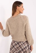 Sweter Damski Model MI-SW-1311.31 Beige - Italy Moda Sweter Damski Model MI-SW-1311.31 Beige - Italy Moda