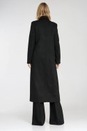 Elegancki płaszcz dwurzędowy PL25 Black - Nife Elegancki płaszcz dwurzędowy PL25 Black - Nife