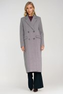 Elegancki płaszcz dwurzędowy PL25 Jodła - Nife Elegancki płaszcz dwurzędowy PL25 Jodła - Nife