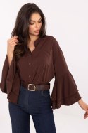 Koszula Damska Model MI-KS-3173.49 Brown - Rue Paris Koszula Damska Model MI-KS-3173.49 Brown - Rue Paris