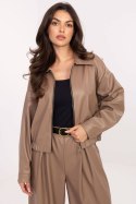 Kurtka Damska Model IT-KR-FL9707.34 Dark Beige - Rue Paris Kurtka Damska Model IT-KR-FL9707.34 Dark Beige - Rue Paris