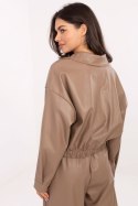 Kurtka Damska Model IT-KR-FL9707.34 Dark Beige - Rue Paris Kurtka Damska Model IT-KR-FL9707.34 Dark Beige - Rue Paris