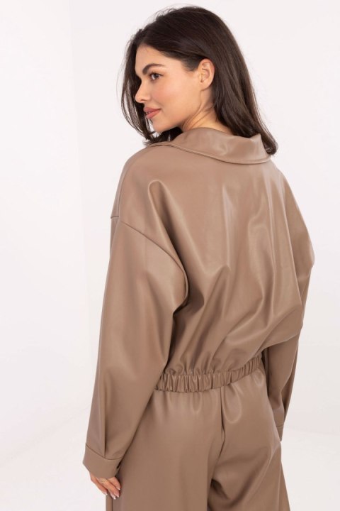 Kurtka Damska Model IT-KR-FL9707.34 Dark Beige - Rue Paris Kurtka Damska Model IT-KR-FL9707.34 Dark Beige - Rue Paris