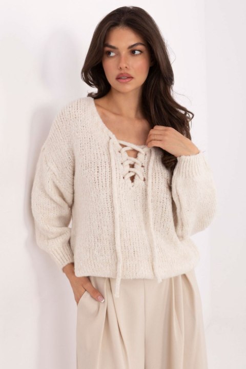 Sweter Damski Model MI-SW-0919.18 Light Beige - Italy Moda Sweter Damski Model MI-SW-0919.18 Light Beige - Italy Moda