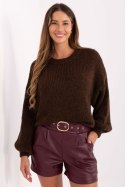 Sweter Damski Model MI-SW-1909.21 Dark Brown - Italy Moda Sweter Damski Model MI-SW-1909.21 Dark Brown - Italy Moda