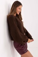 Sweter Damski Model MI-SW-1909.21 Dark Brown - Italy Moda Sweter Damski Model MI-SW-1909.21 Dark Brown - Italy Moda